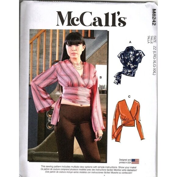 McCall's M8242 Misses L to XXL Surplice Crop Tops Uncut Sewing Pattern New - Picture 1 of 2